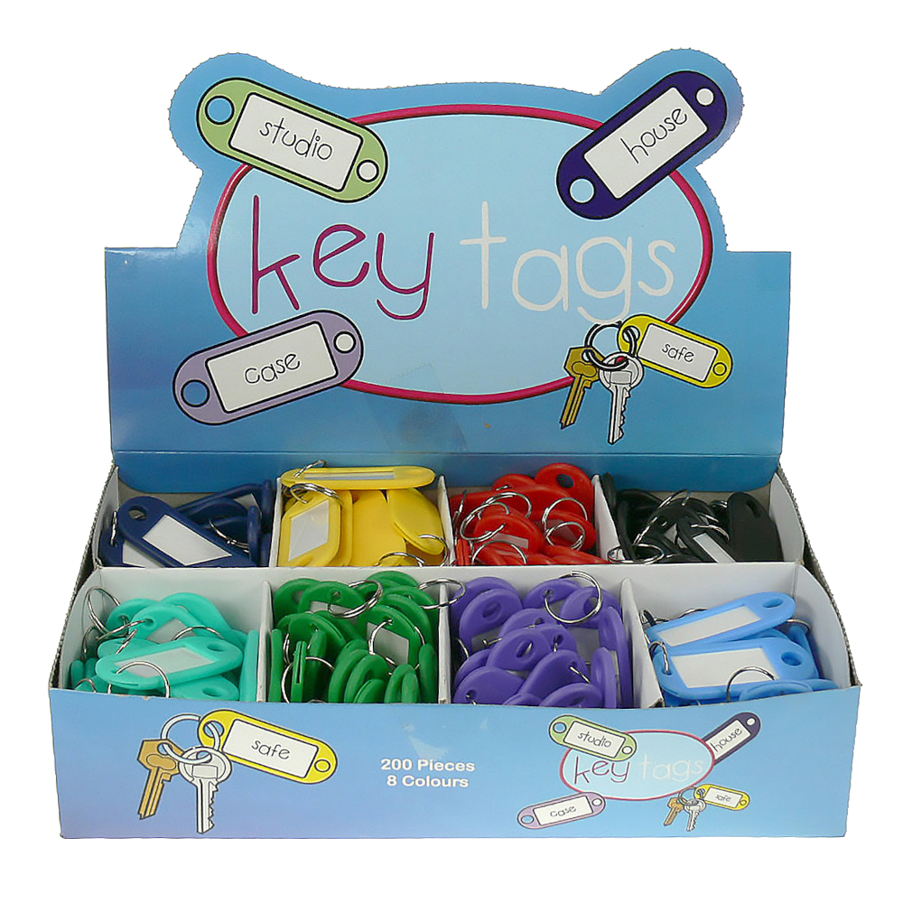 ASEC Key Name Tags With Split Rings Counter Display Box