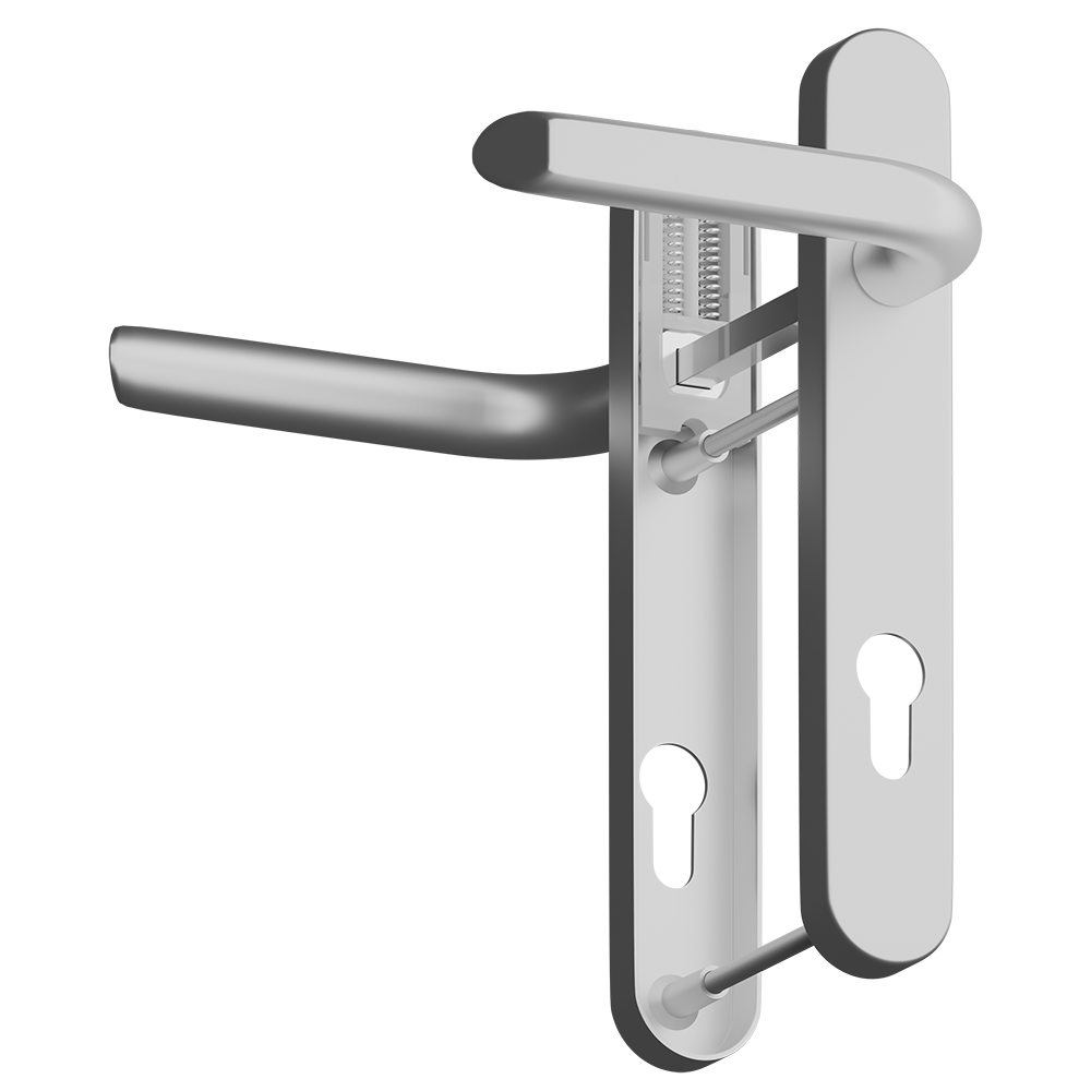 ASEC Evo Sprung Lever/Lever Multipoint Door Handles 92mm PZ 212mm Backplate 122mm Fixings - Silver