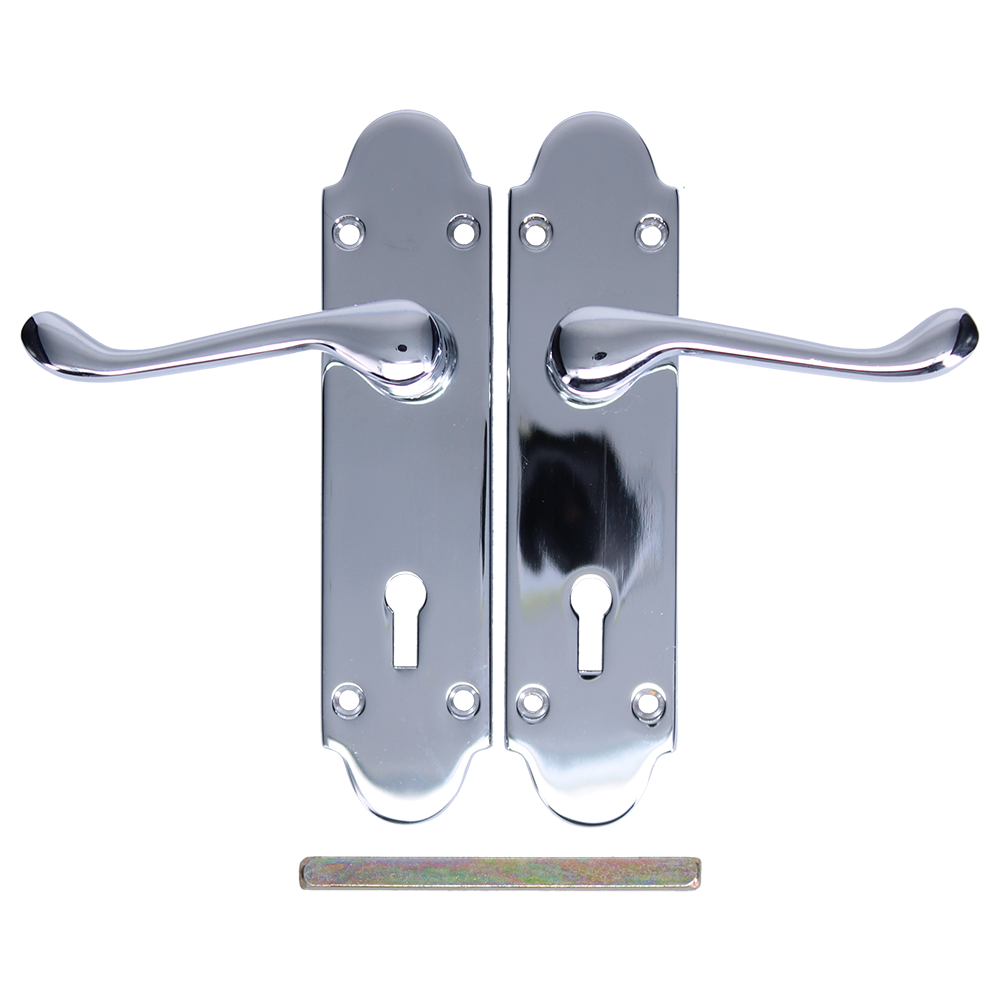 EPSOM Lever Lock Plate Door Handles - Polished Chrome