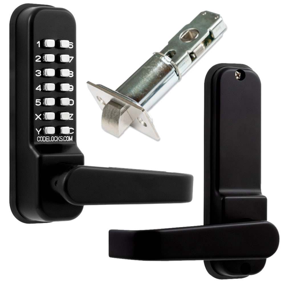 CODELOCKS CL0440 / CL0445 Marine Grade Digital Gate Lock With Adjustable Latch - Black - CL0440 Without Passage Set