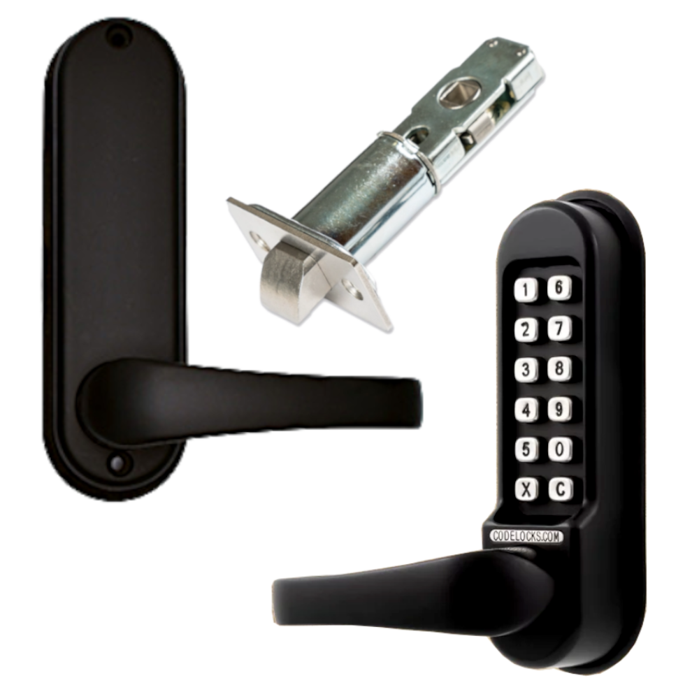 CODELOCKS CL0540 / CL0545 Marine Grade Digital Gate Lock With Adjustable Latch - Black - CL0540 Without Passage Set
