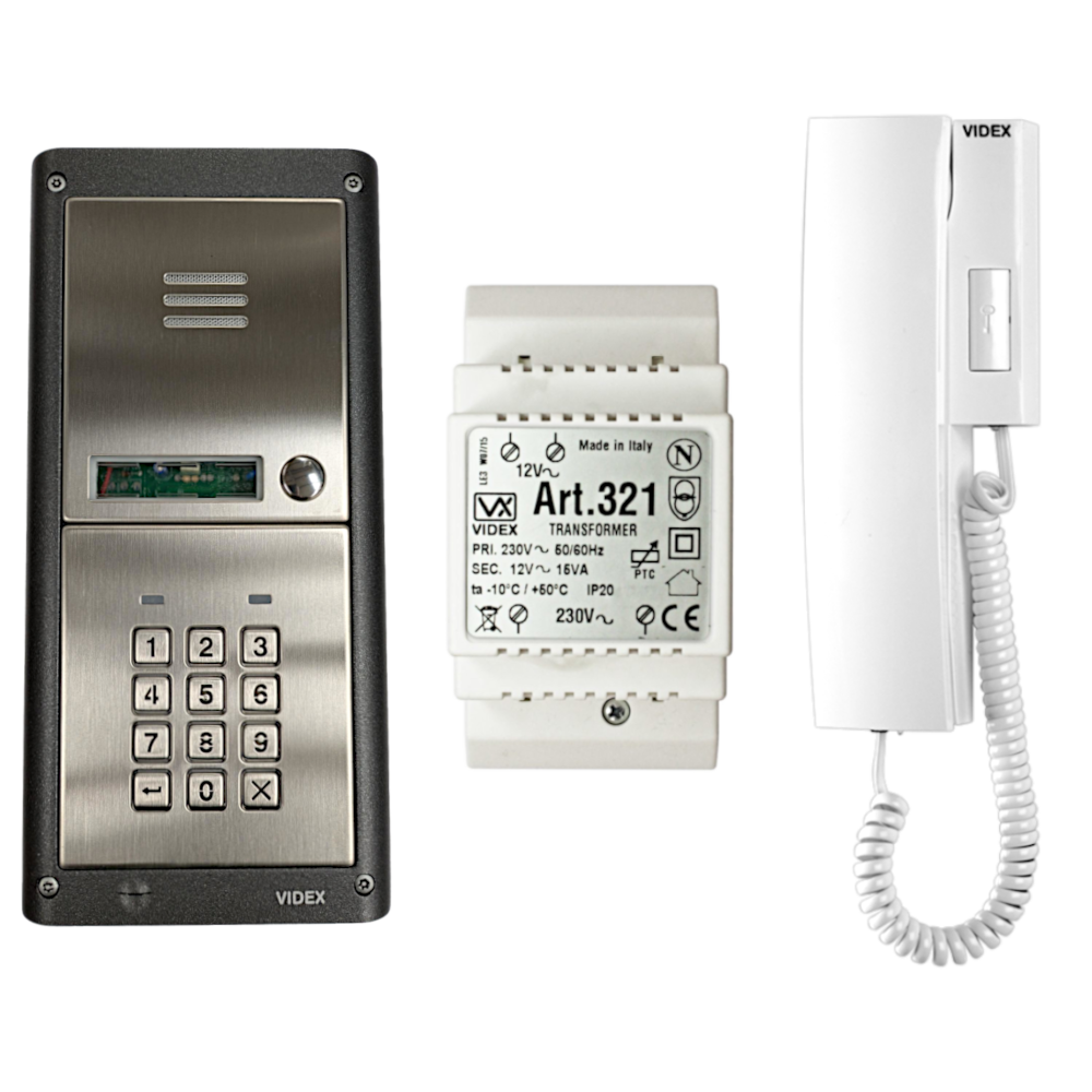 VIDEX 4K Series Audio 1 Way Intercom Kit Complete With Keypad