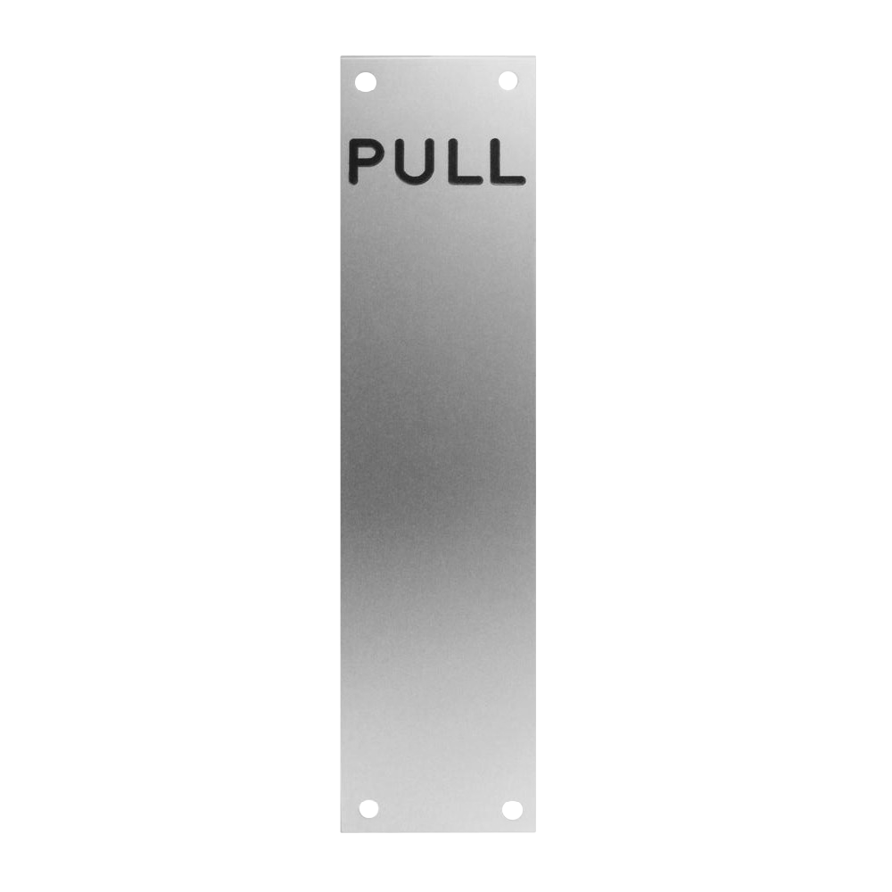 ASEC Push/Pull Screen Printed Finger Plate75mm Width x 1.2mm Depth (SAA) Satin Anodised Aluminium - PULL' 300mm Height SAA
