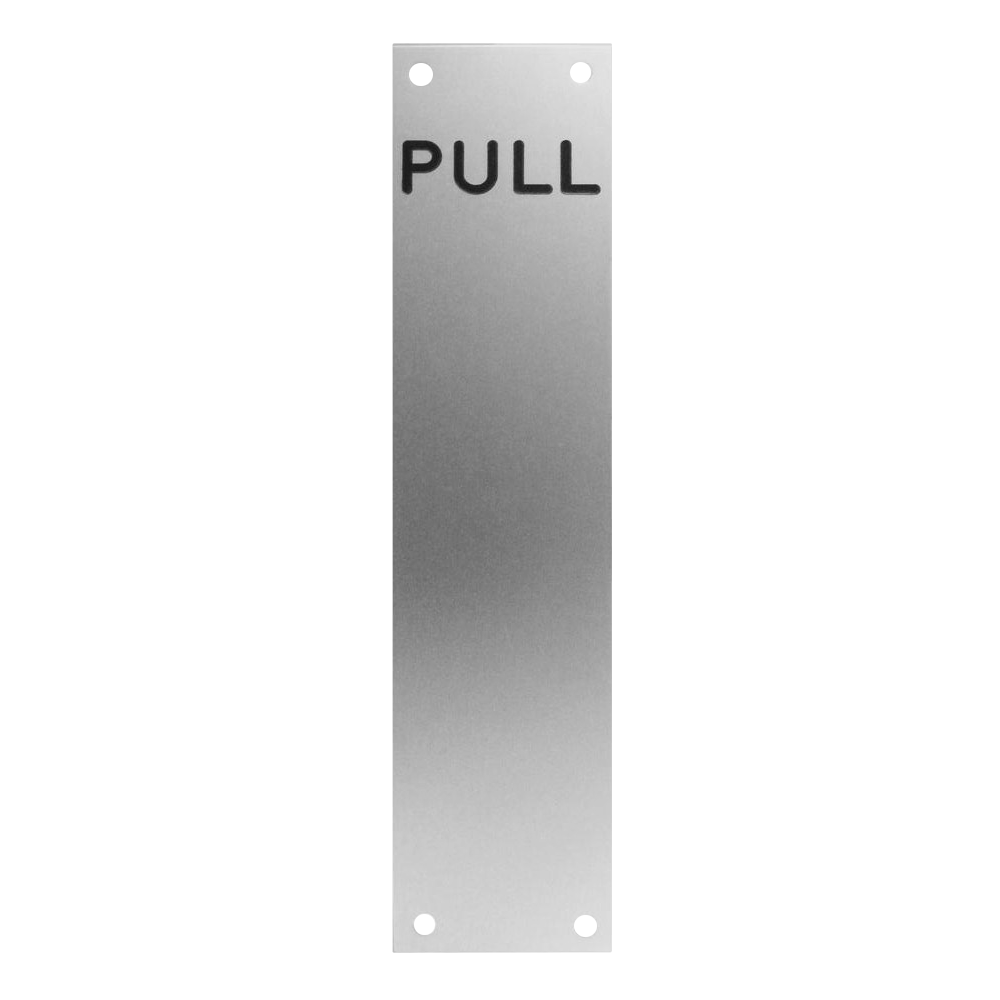 ASEC Push/Pull Screen Printed Finger Plate75mm Width x 1.2mm Depth (SAA) Satin Anodised Aluminium - PULL' 350mm Height SAA