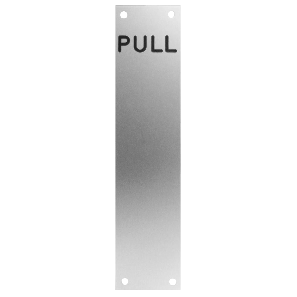 ASEC Push/Pull Engraved Finger Plate75mm Width x 1.2mm Depth (SAA) Satin Anodised Aluminium - PULL' 300mm Height SAA