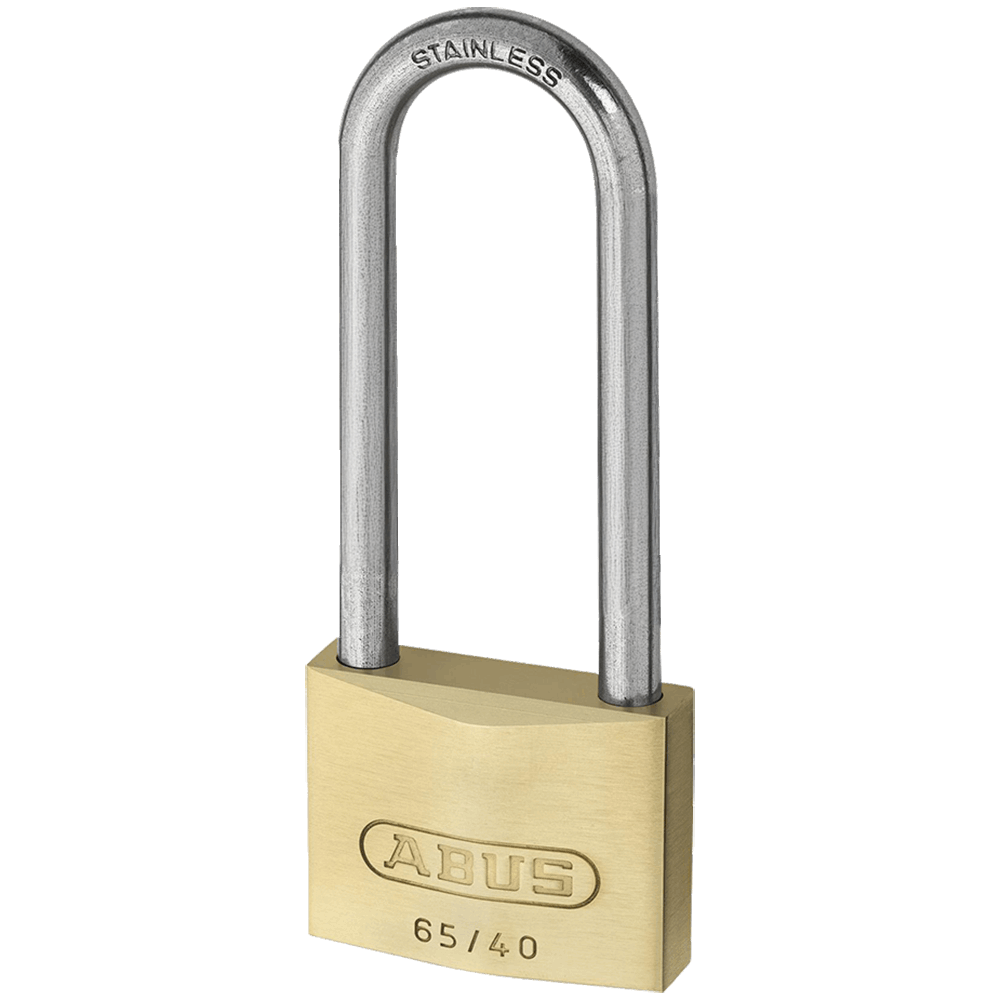 ABUS 65 Series Brass Long Stainless Steel Shackle Padlock