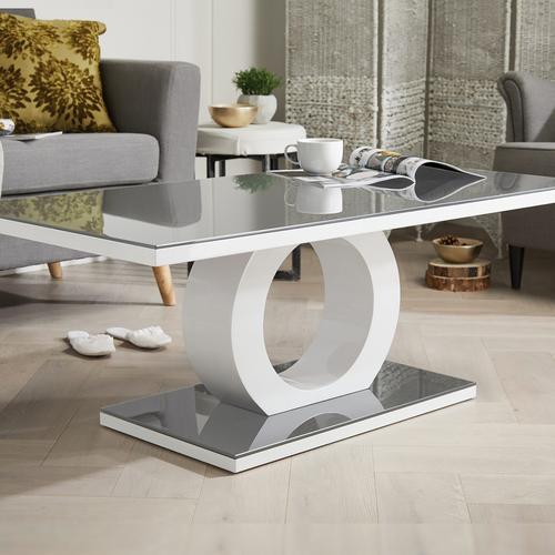 Grey White High Gloss Glass Coffee Table Furniturebox