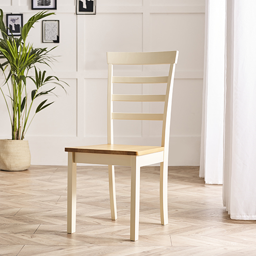 Whitby 2x pair Solid Wood Cream Oak Dining Chairs