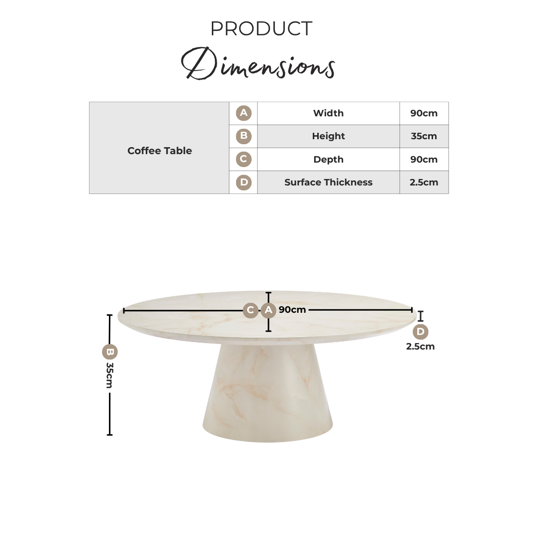 Palma Round Cream Marble Effect Coffee Table