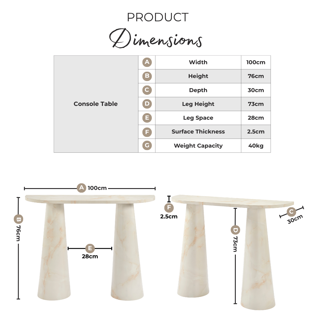 Palma Cream Marble Effect Console Table