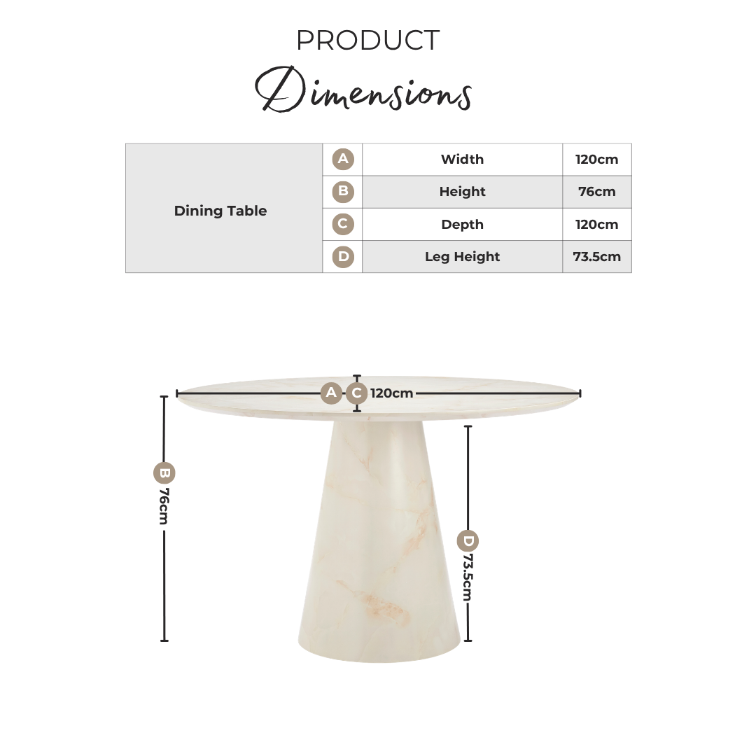 Palma Round Cream Marble Effect 4-6 Seater Dining Table