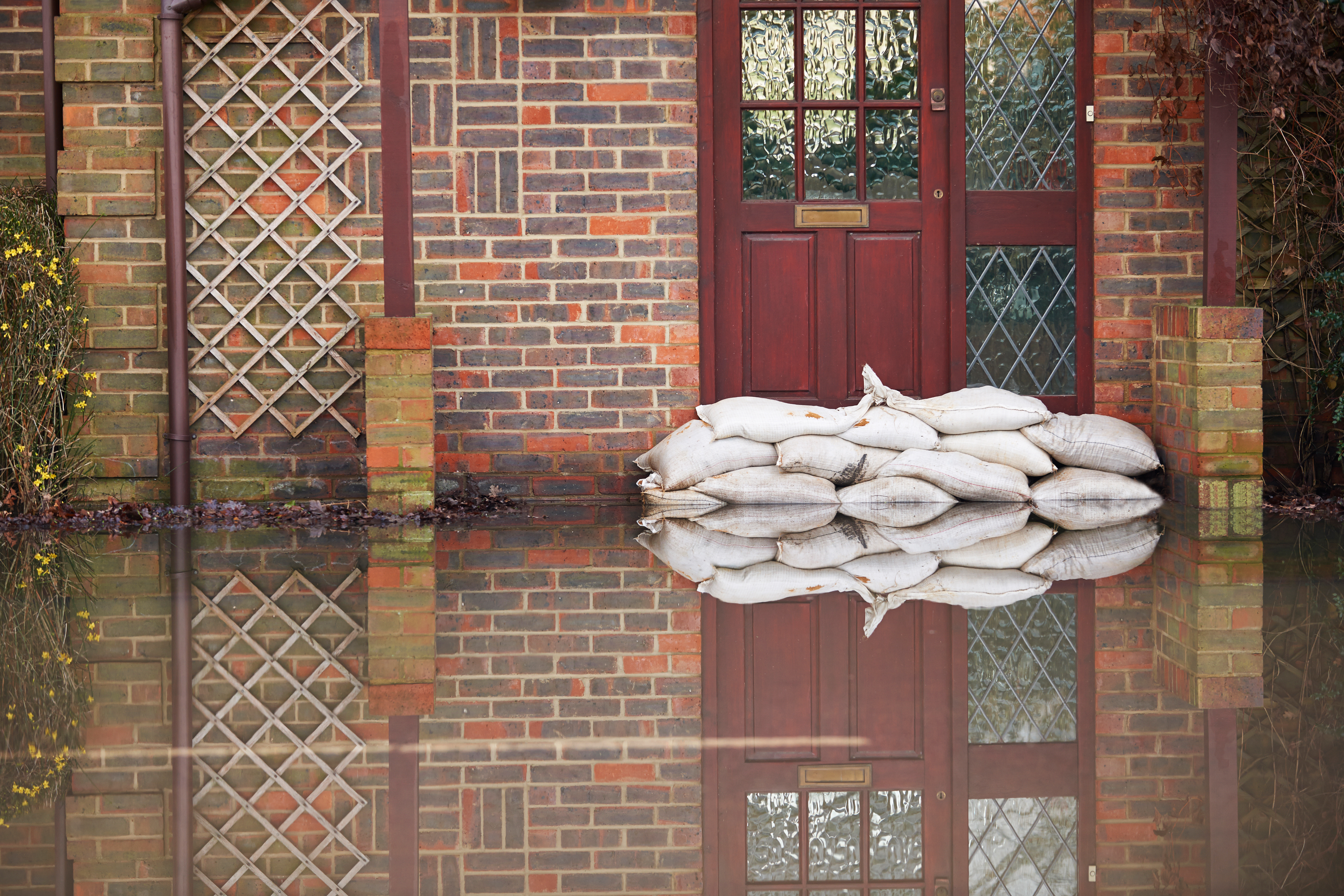 an image of sandbags used to protect homes from floods