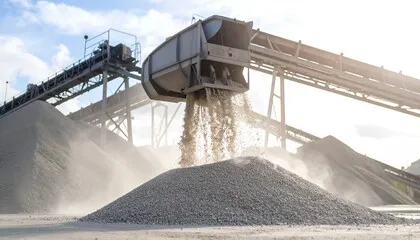 Image of a stone crusher being used to crush type 1 aggregates to be used for construction projects.
