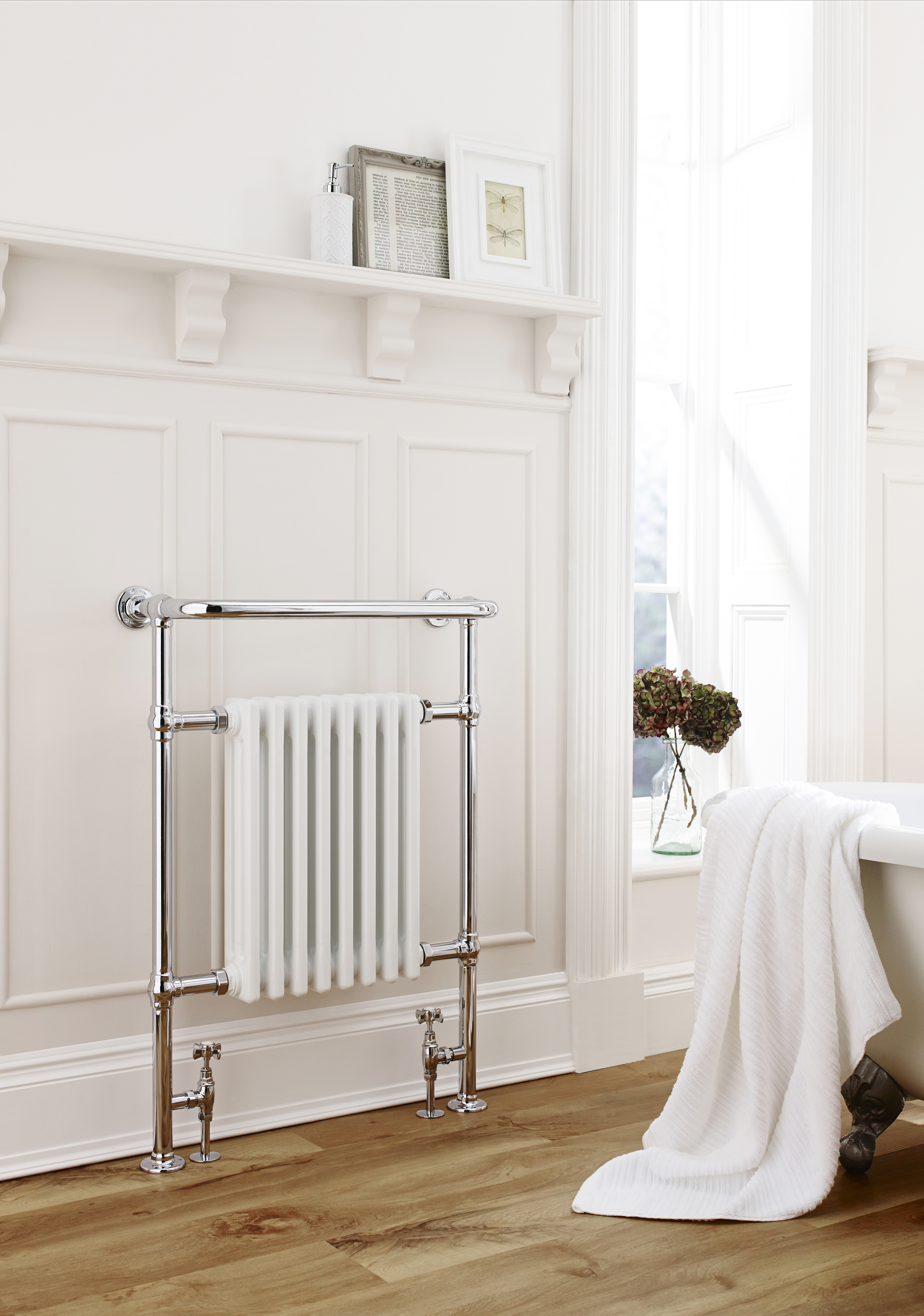 Radiator valve installed on a radiator in a home heating system