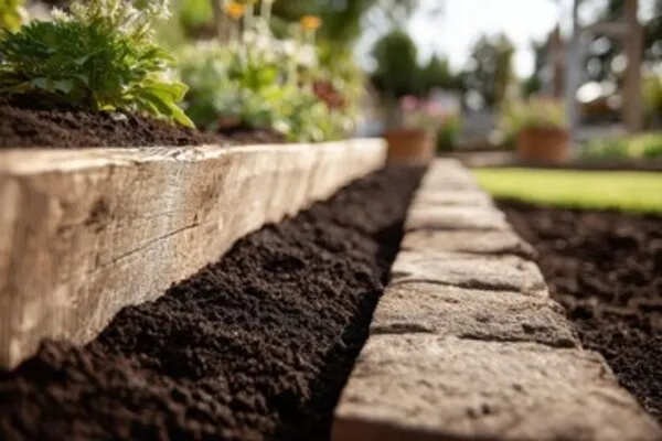 Adding soil to your sleeper garden edging adds a rustic edge, as well as increases chances of gardening.