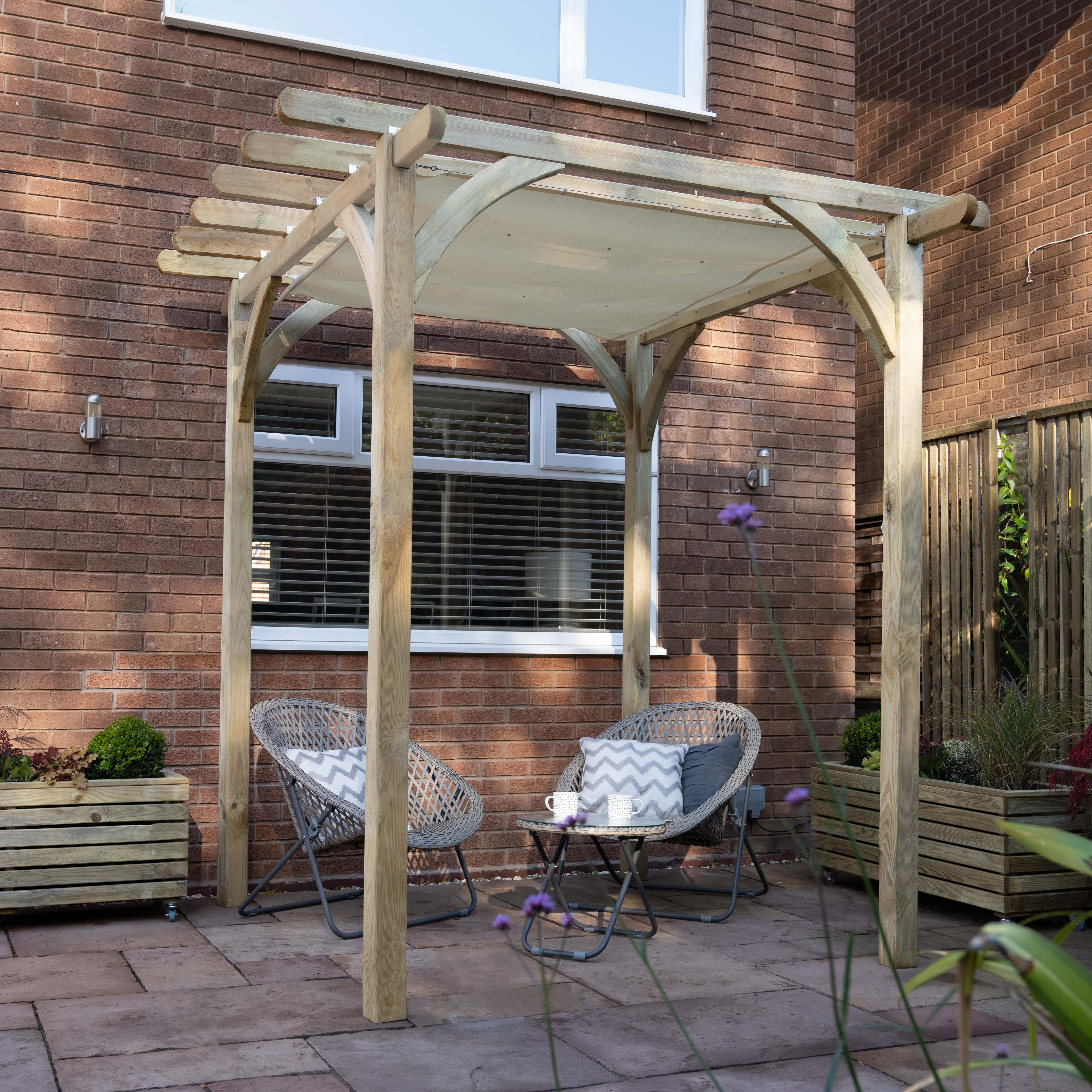 The key thing when installing garden pergolas is how they are fixed to, or into, the ground. It's important that they are fixed properly into the ground.