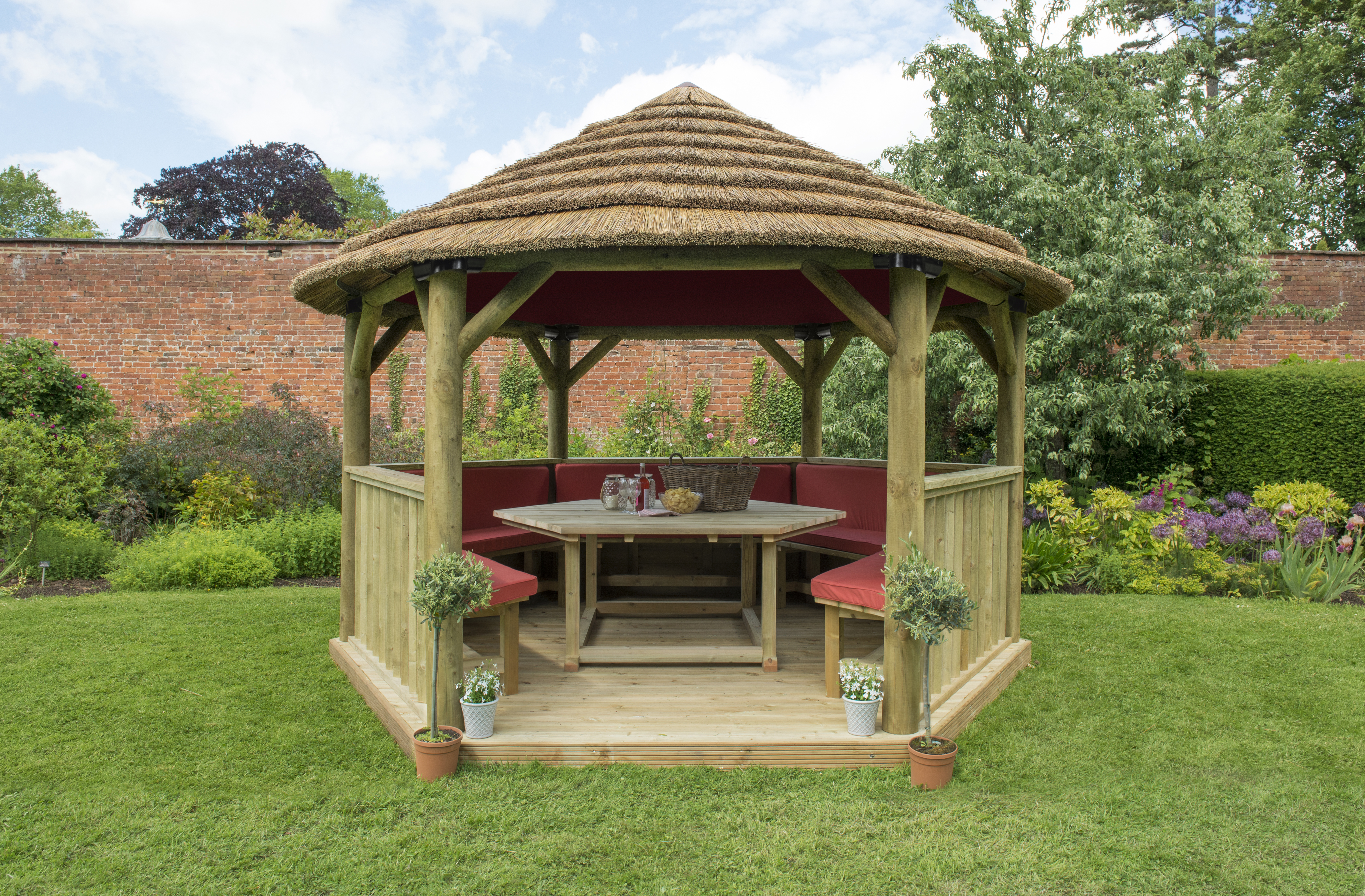 Pergolas for gardens are usually used to define an outdoor space, whereas a gazebo offers full protection.