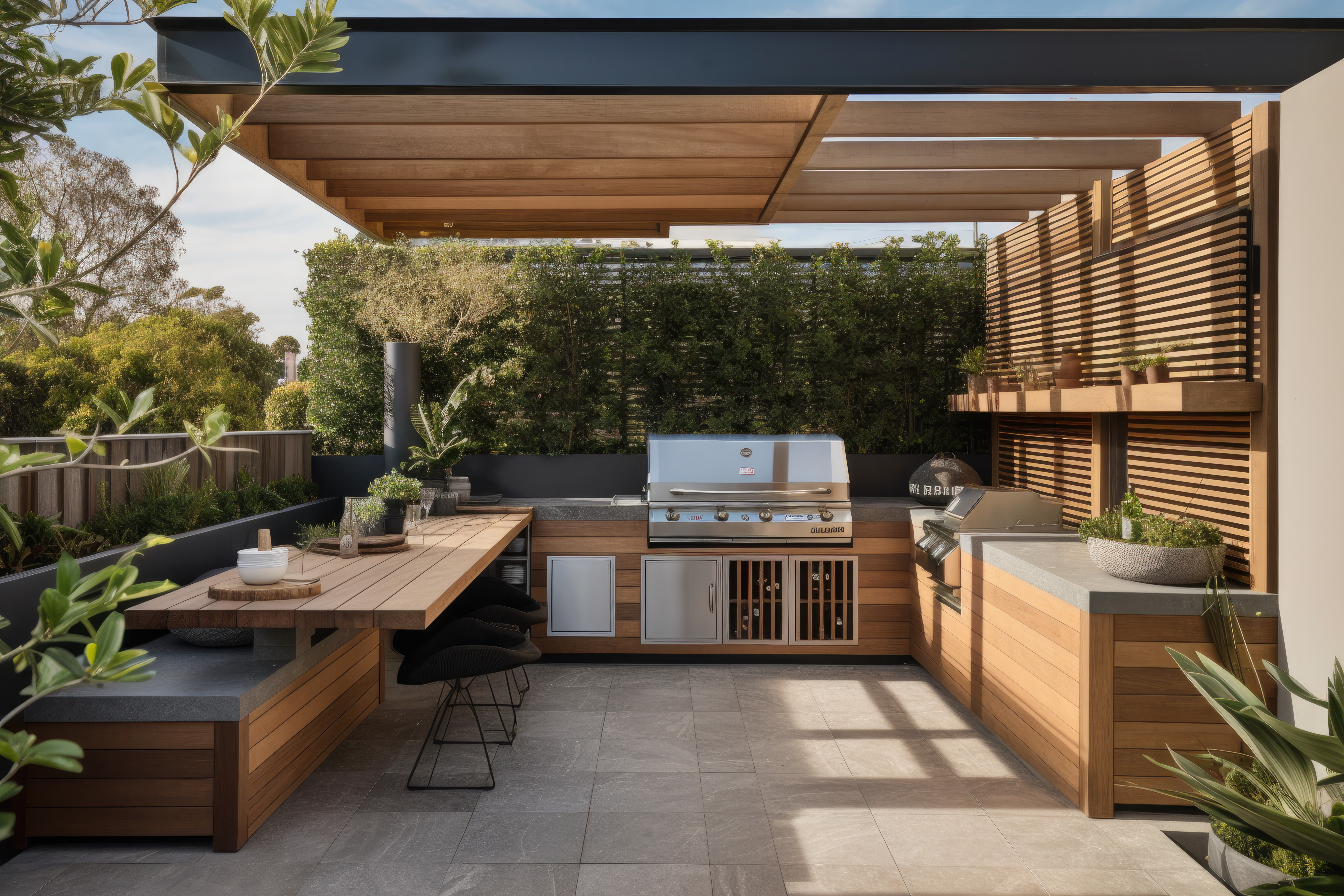 Finishing touches can add the 'cherry on the top' addition to small outdoor kitchens, with garden lighting being one of them.