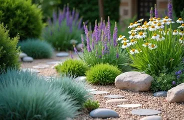 Paving slabs and gravel is durable, low maintenance, and can be used in many ways.
