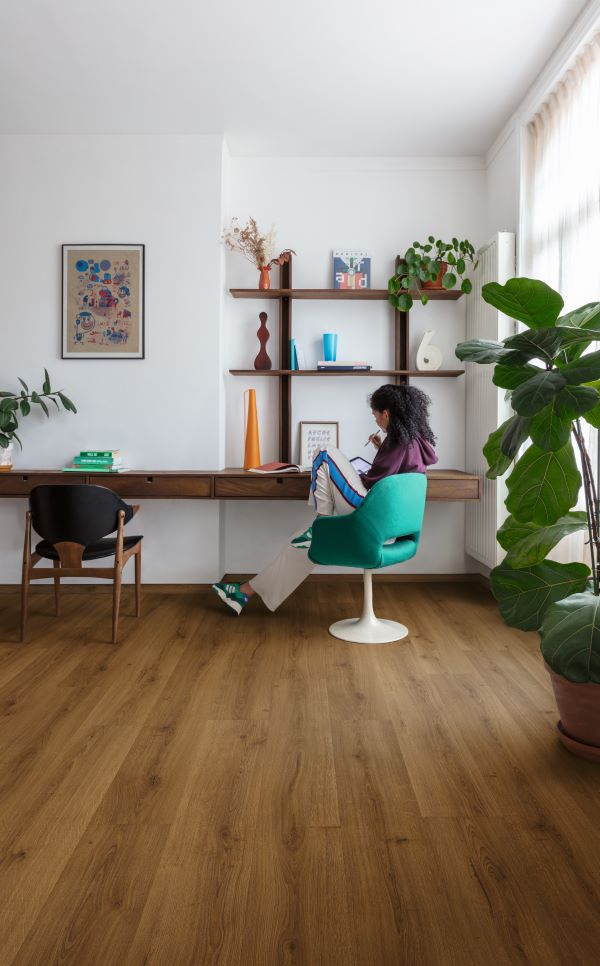 an image of herringbone laminate flooring in a study