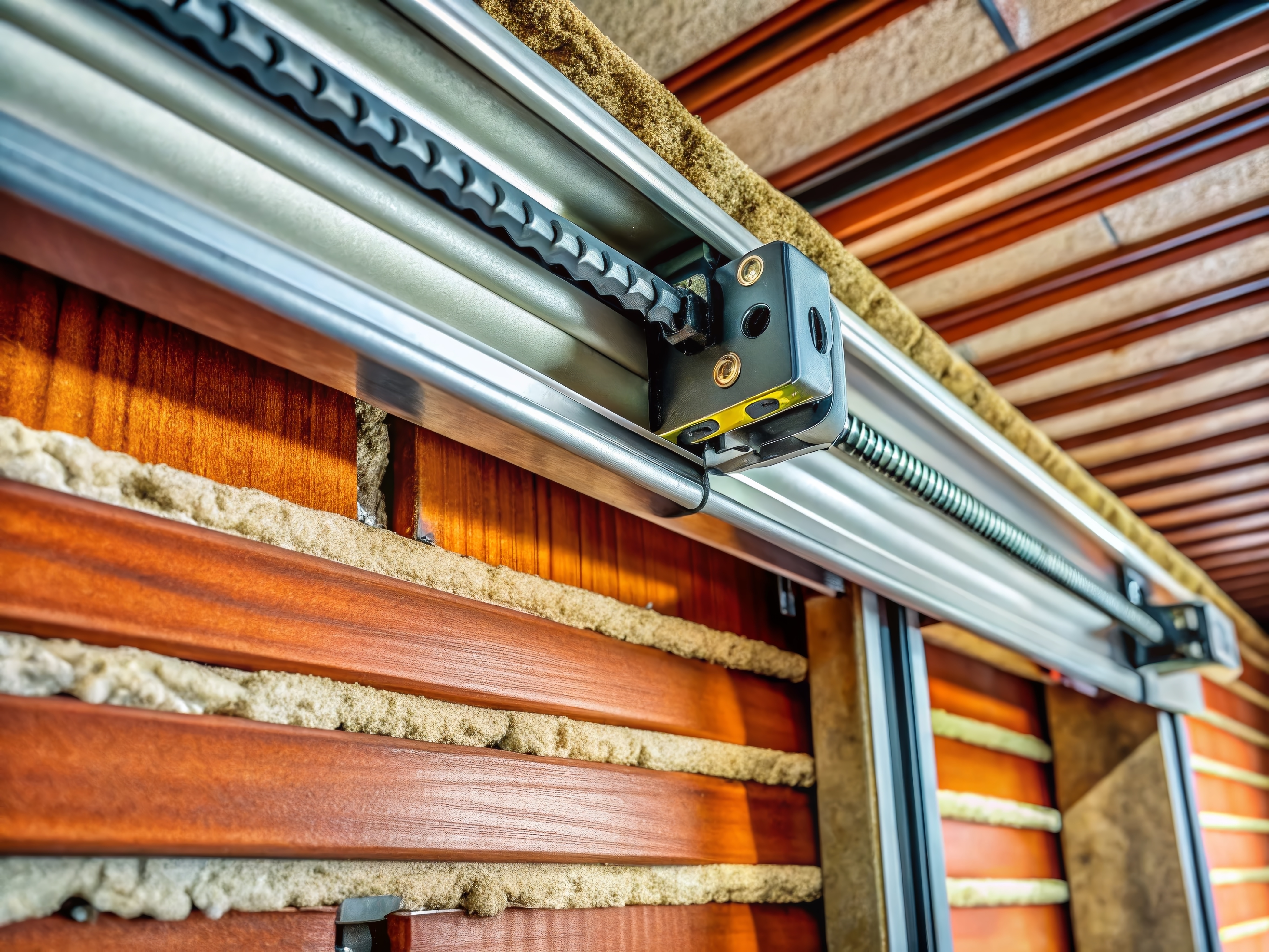 an image of a garage door with insulation boards