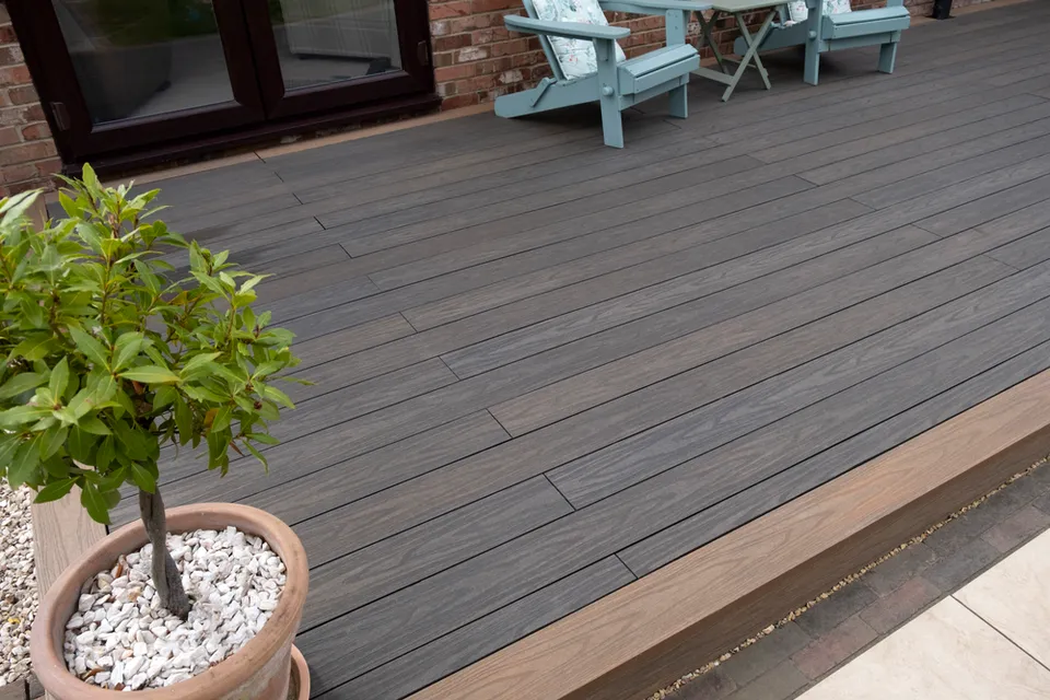 One of the advantages of composite decking is that it is less likely to splinter than traditional timber decking.