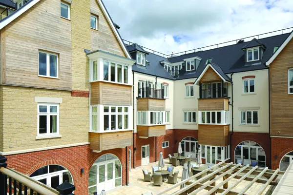 Some cladding being used on the exterior of a block of flats.