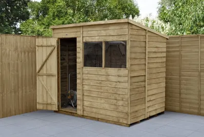 The Overlap Pressure Treated 7x5 Pent Shed by Forest Garden. The perfect and ideal affordable choice for creating an outside learning space.