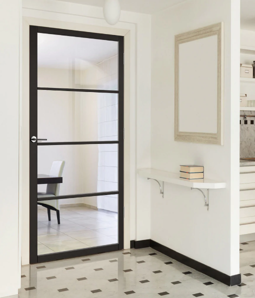 LPD Door Soho black transparent door in white room