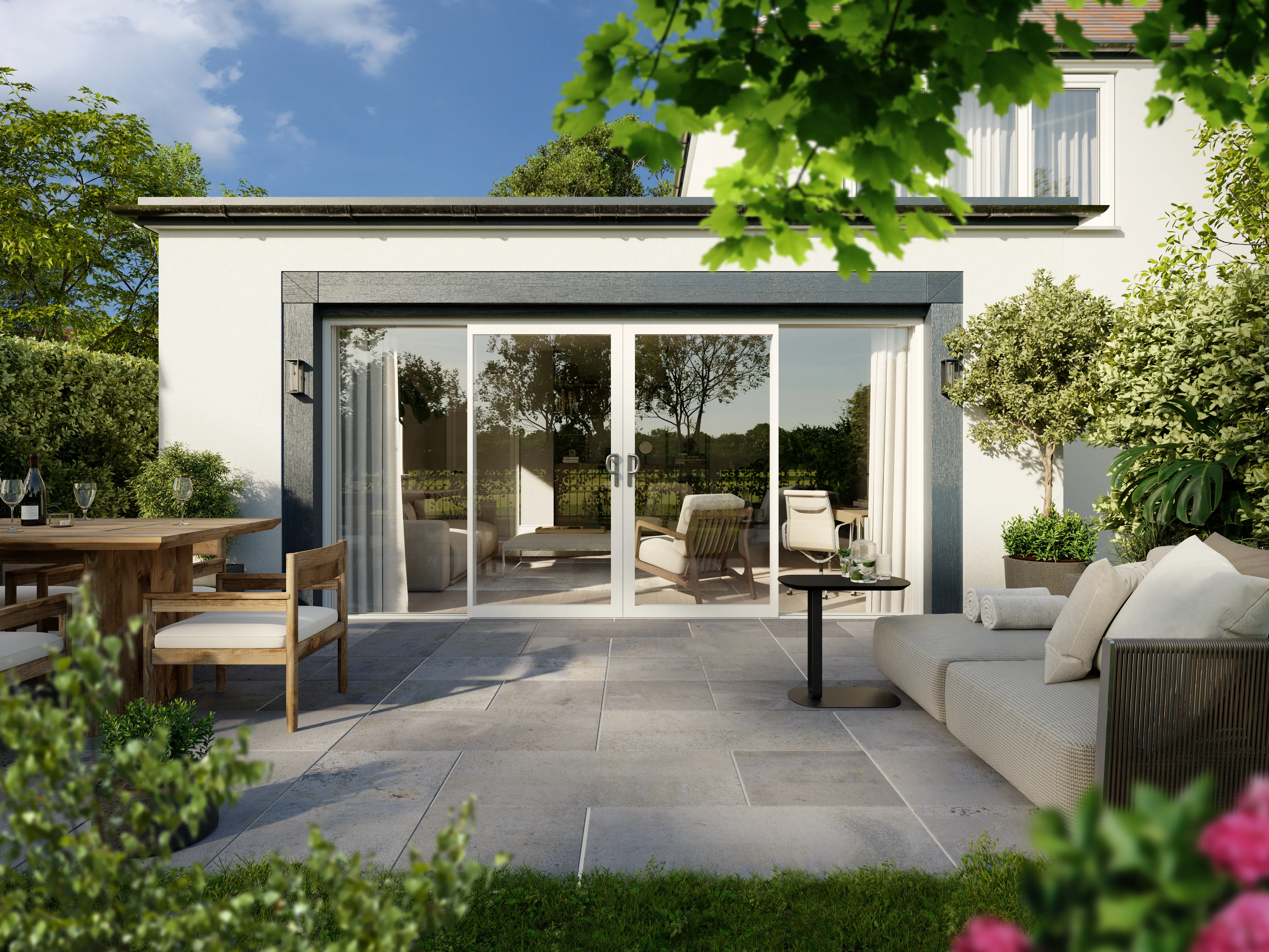 Sliding patio doors from QuickSlide. Great mid-market option. Ideal for smaller rooms.