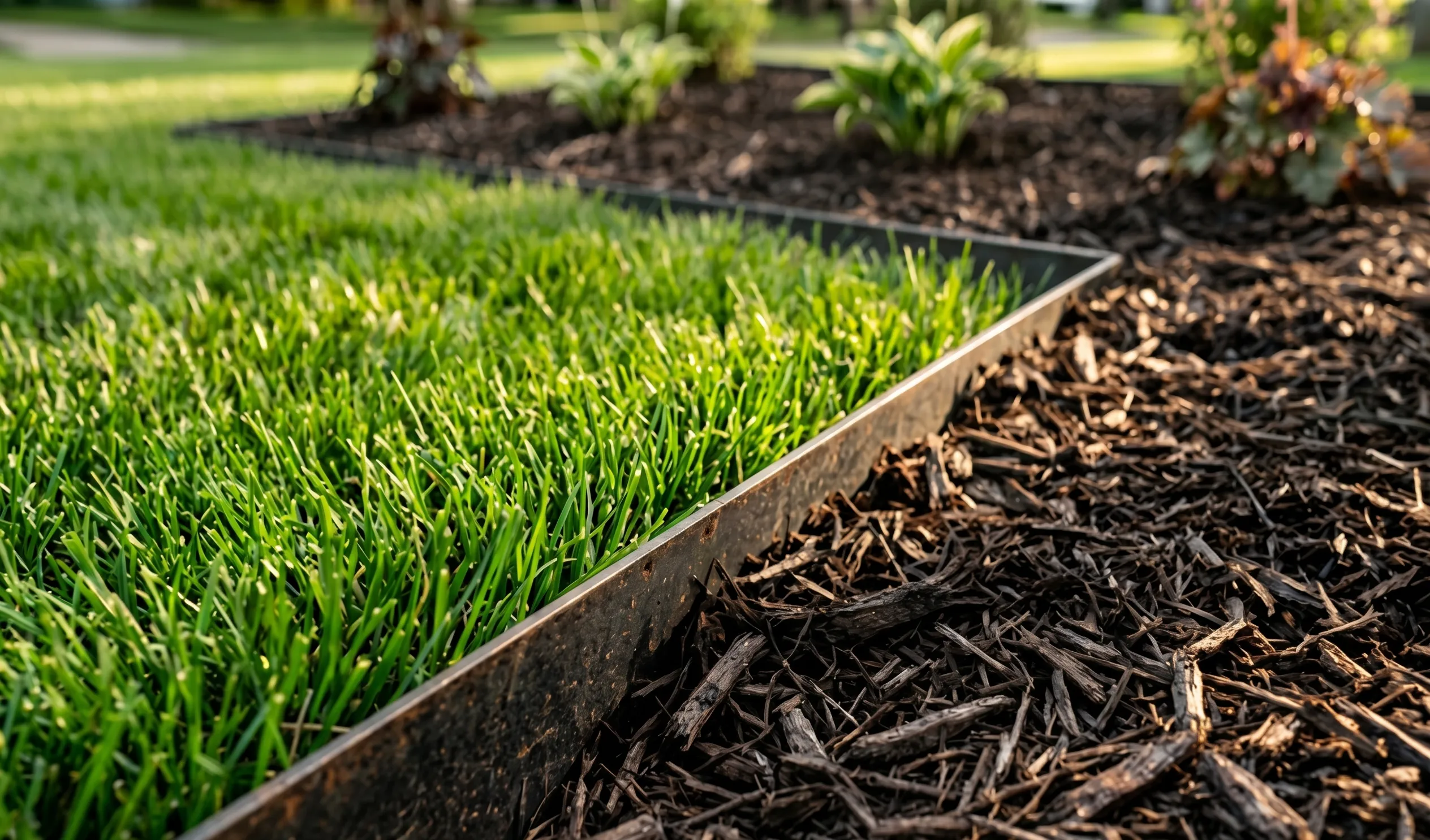 Artificial grass and bark chippings in a garden are good for a child's play area.