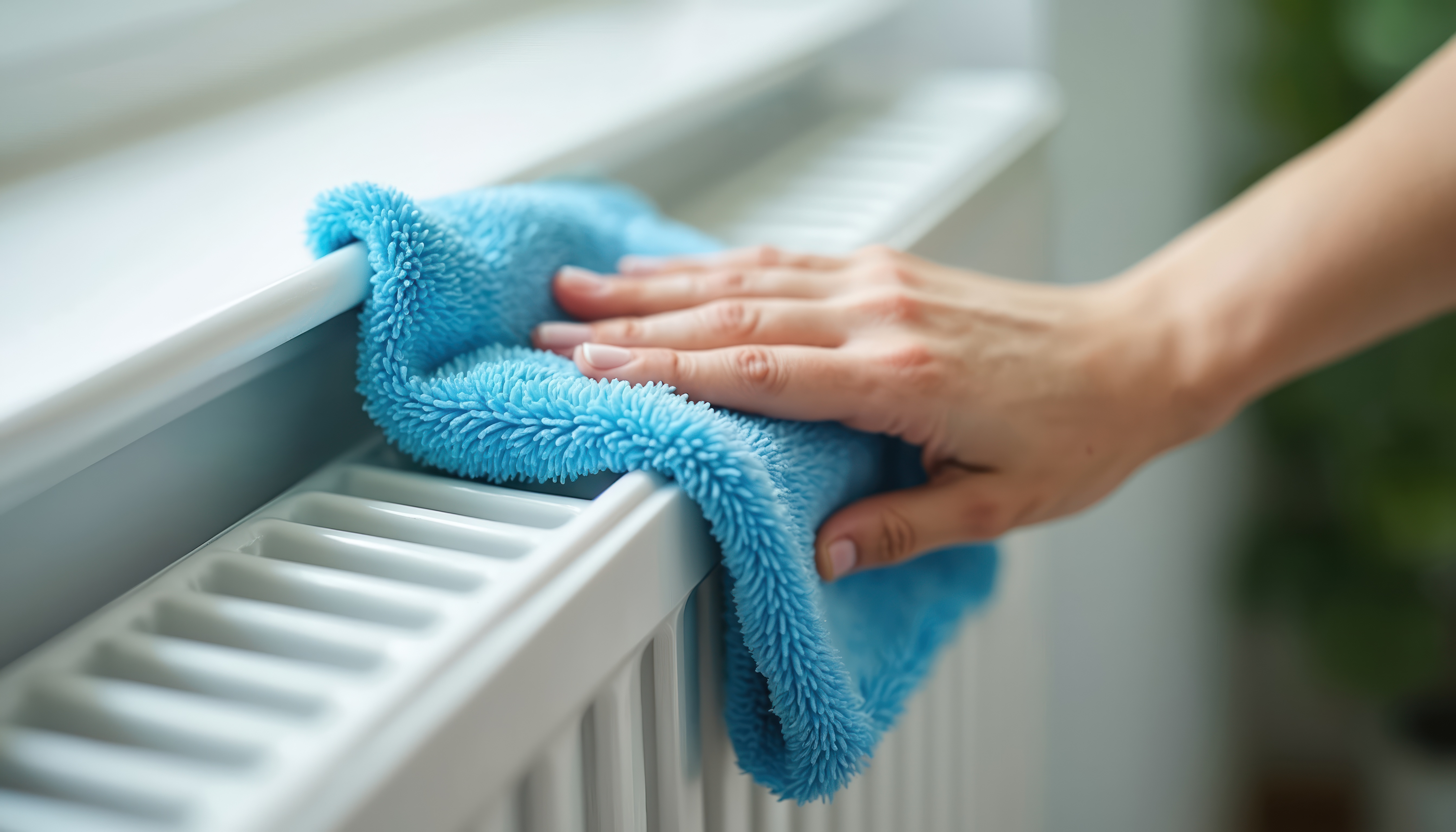 an image of a cloth being used to clean the outside of it