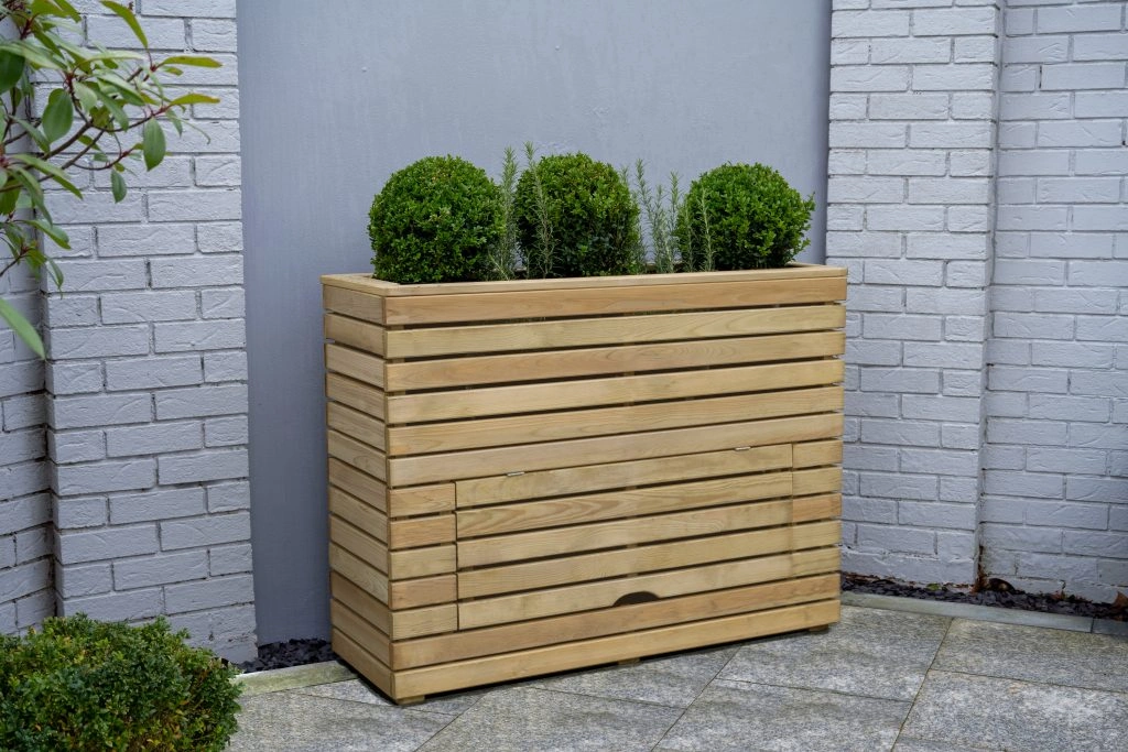 A Linear Tall Storage Planter from Forest Garden, which is the perfect option for adding plants and shrubs to your garden as well as adding extra garden storage. A Linear Tall Storage Planter from Forest Garden, which is the perfect option for adding plants and shrubs to your garden as well as adding extra garden storage.