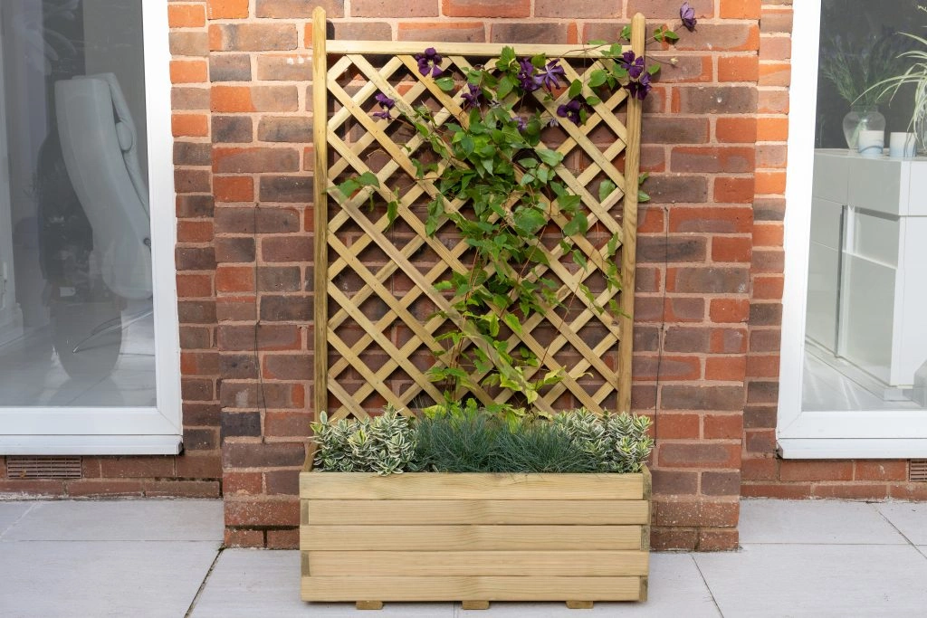 A Trellis Planter from Forest Garden which can be used to let plants climb up the trellis of an outside small garden. A Trellis Planter from Forest Garden which can be used to let plants climb up the trellis of an outside small garden.
