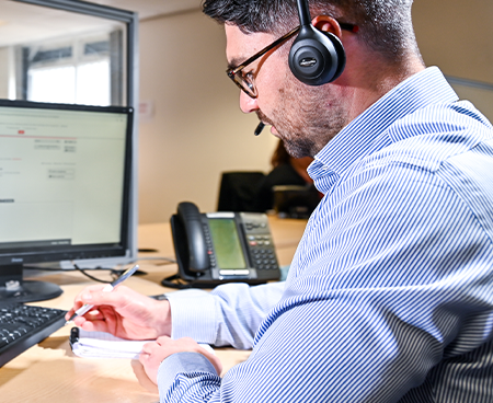 Cutwel technical support team member on the phone