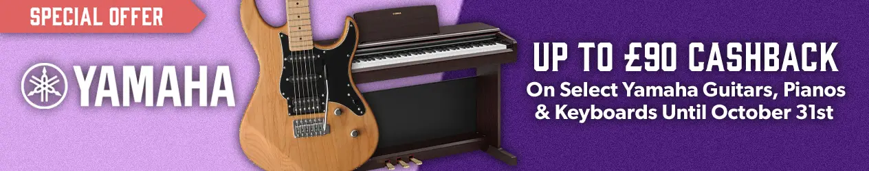 Up to £90 Yamaha Cashback On affordable pianos, keyboards, acoustic & electric guitars - Andertons Music Co. 2026