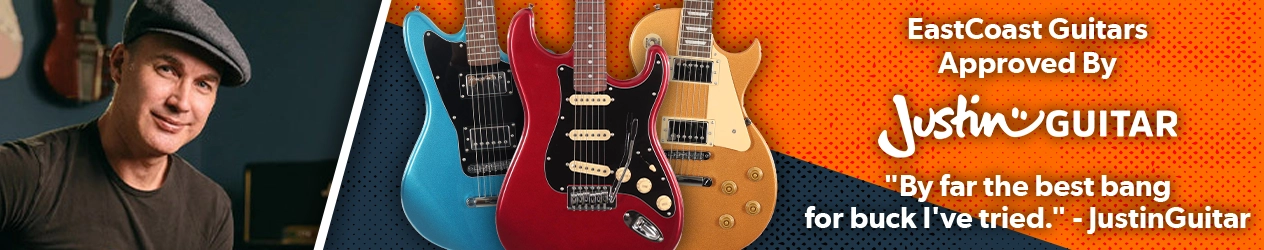 EastCoast electric guitars - approved by JustinGuitar - Andertons Music Co. Back To School 2026