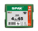 SPAX Universalschraube, 4,5 x 45, Teilgewinde, Senkkopf, T-STAR plus T20, 4-CUT, BLAX, 200 Stück - 0191040450453 Thumbnail 3