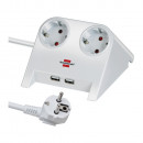 Brennenstuhl Desktop-Power USB-Charger mit 2 USB Ladebuchsen 2100mA 2-fach weiß poliert 1,8m H05VV-F 3G1,5 - 1153520222 Thumbnail 1