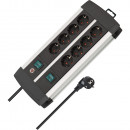 Brennenstuhl Premium-Alu-Line Technik Steckdosenleiste 8-fach Duo schwarz 3m H05VV-F 3G1,5 4-fach schaltb. - 1391000908 Thumbnail 1