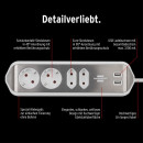 Brennenstuhl estilo Ecksteckdosenleiste mit USB-Ladefunktion 4-fach 2x Schutzkontakt & 2x Euro silber/weiß - 1153590420 Thumbnail 10