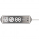 Brennenstuhl estilo Ecksteckdosenleiste mit USB-Ladefunktion 4-fach 2x Schutzkontakt & 2x Euro silber/weiß - 1153590420 Thumbnail 4