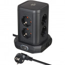 Brennenstuhl Steckdosenturm 8-fach mit 2x USB A, 1x USB C Power Delivery schwarz 2m H05VV-F3G1,5 - 1153560010 Thumbnail 1