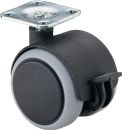 BS ROLLEN Kunststoffdoppelrolle mit Feststeller (Rad-Ø 50 mm Tragfähigkeit 50 kg / mit Anschraubplatte&Feststeller) - F86.050.PL Thumbnail 1