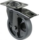 BS ROLLEN Lenkrolle mit Totalfeststeller (Rad-Ø 125 mm Tragfähigkeit 120 kg / mit Feststeller Gummi) - L820.B44.126.06 Thumbnail 1