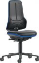 Bimos Arbeitsdrehstuhl (Rollen / Kunstlederpolster schwarz blau) - 9575-MG01-3277 Thumbnail 1