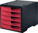 GRAF Ablagebox (5 Schubladen schwarz/cranberry / Polystyrol H255xB270xT340 mm) - 275-8430.2291 Thumbnail 1