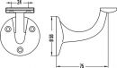 Hermeta Handlaufträger (Aluminium silberfarbig eloxiert / Durchmesser Wandplatte 56 mm) - 3507-01E Thumbnail 3