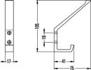 Hermeta Huthaken (einfach Ausladung 76 mm / Aluminium silberfarbig eloxiert) - 0138-01E Thumbnail 3