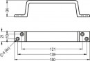 Hermeta Handgriff (Länge 150 mm Breite 21 mm / Aluminium silberfarbig eloxiert) - 4203-01E Thumbnail 3